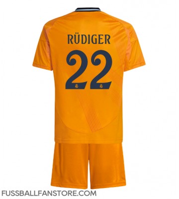 Real Madrid Antonio Rudiger #22 Replik Auswärtstrikot Kinder 2024-25 Kurzarm (+ Kurze Hosen)